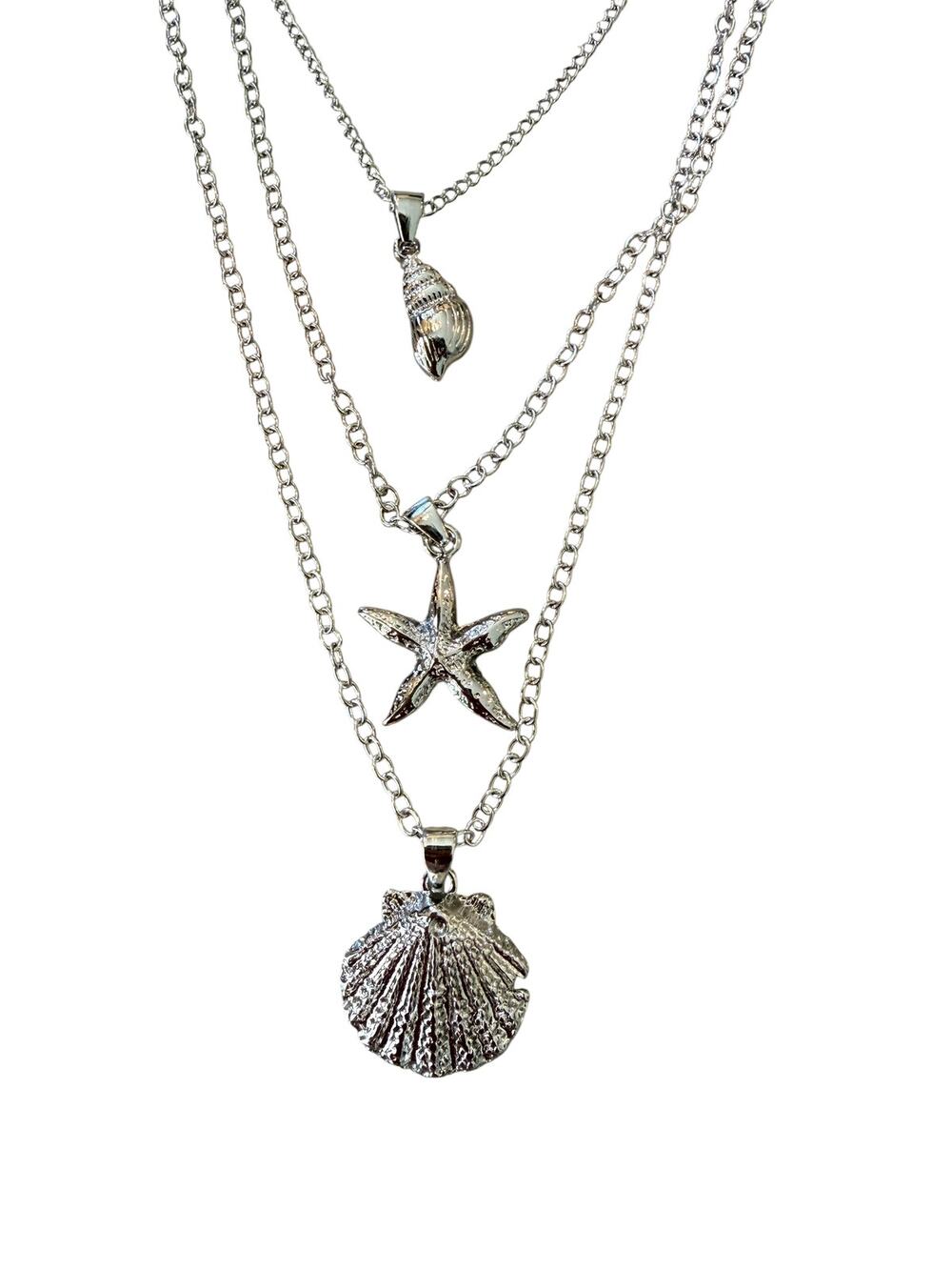 Starfish and Seashell Dreams 3-Tier Necklace